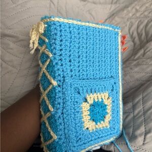 Handmade Blue and Cream Crochet Bag